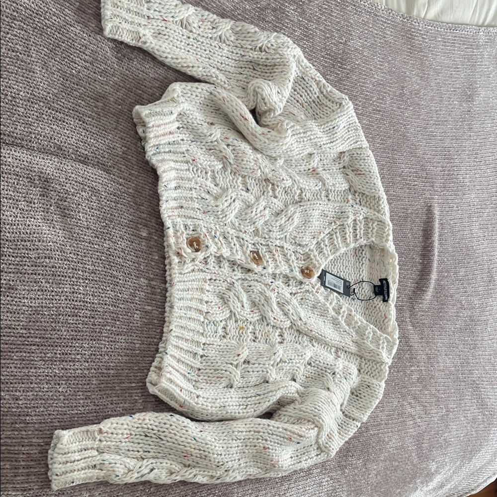 PrettyLittleThing Cream Button-Up Sweater